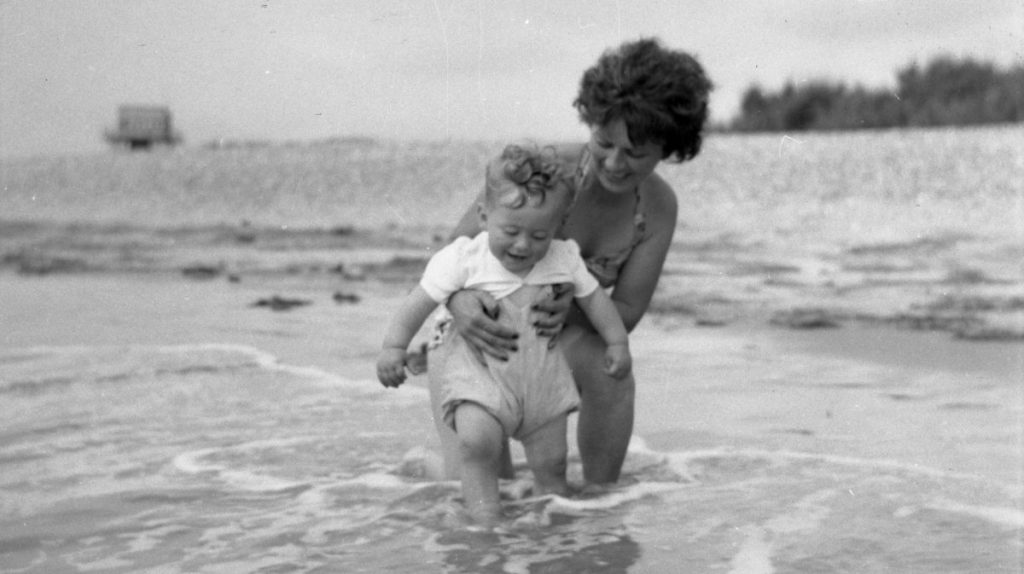 Chris and mum in sea