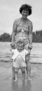 Chris and mum on beach