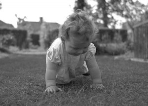 Chris inspects grass